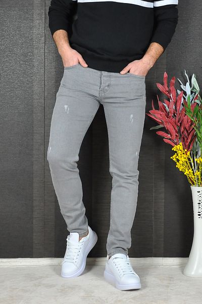 CW Casualwear Men's Slim Fit Nails Light Gray Jeans