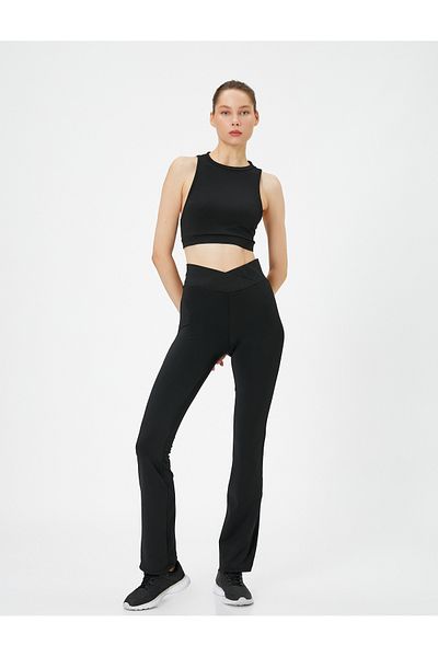 Koton Flare Leg Sports Sweatpants High Waist Asymmetrical Cut