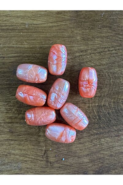 Gönülden Tasarım 2 CM 8 ADET TURUNCU SEDEF CAM TAKI KOLYE BONCUĞU