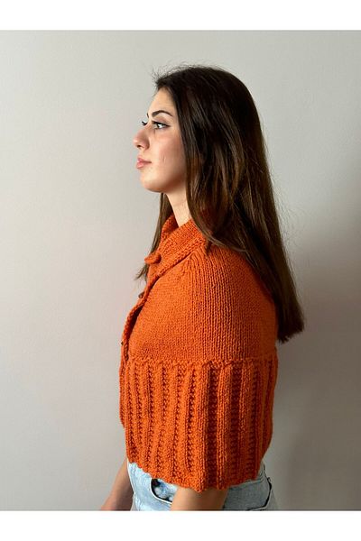 Gönülden Tasarım HAND KNITTED WOMEN'S PONCHO BOLERO SCARF WITH SHEPHERD BUTTONS