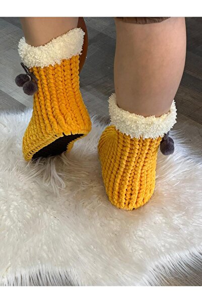 Gönülden Tasarım Кадифена підошва з помпонами, домашні капці