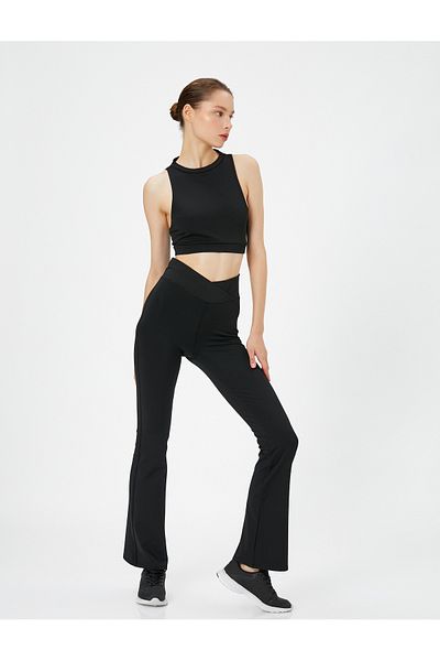 Koton Flare Leg Sports Sweatpants High Waist Asymmetrical Cut