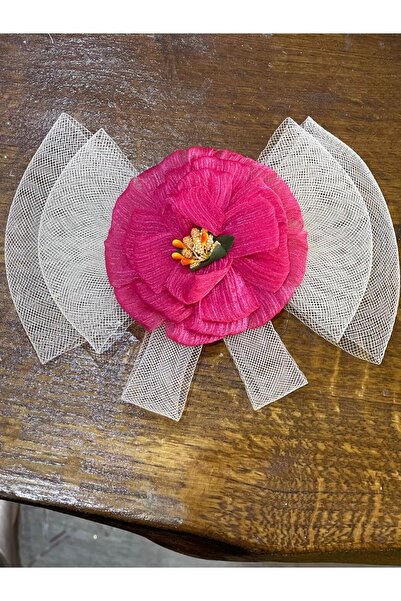 Gönülden Tasarım 21x15 cm Panglică din tul gros, fundă de trandafir, cataramă...