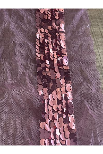 Gönülden Tasarım 55x4 Cm Pink Sequined Tulle Clothing Sewing Accessory