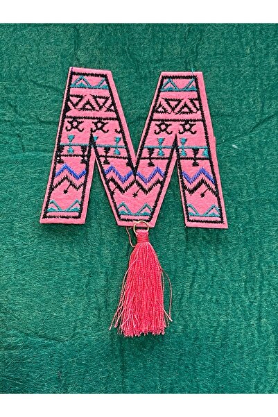 Gönülden Tasarım 7x8 Cm Broderie etnică Broderie Litera M Applique cu ciucuri...