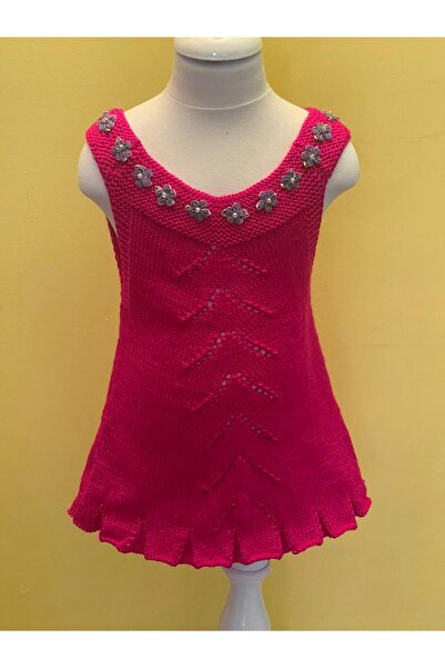 Gönülden Tasarım El Örgüsü 2/3 Yaş Kız Çocuk Triko Örme Elbise Bebek Elbise Ç...