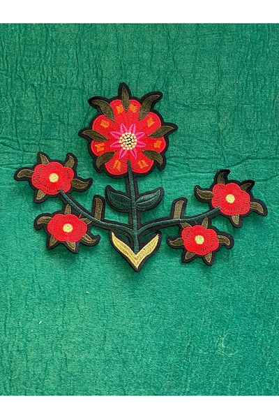 Gönülden Tasarım 17x22 cm Broderie Brodat Ghiveci Ramuri Applique Armatura Patch Accesoriu de cusut