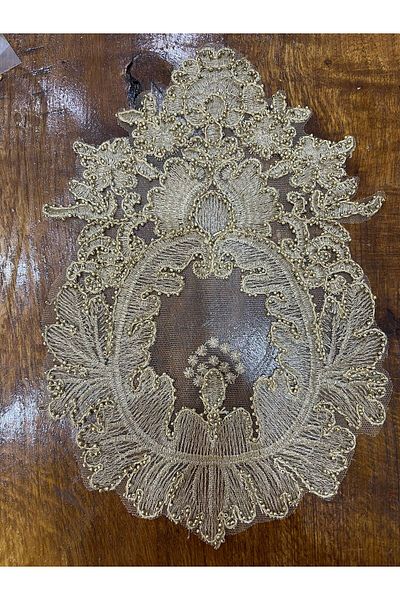 Gönülden Tasarım 28x19cm Tulle Guipure Broderie și mărgele Brodate Applique Armă Patch Cusut Hobby Accesoriu