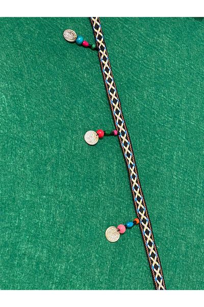 Gönülden Tasarım Width 1.5 Cm Wooden Beaded Monogram Ethnic Pattern Ribbon Apparel Sewing Accessory Applique (1 METER)