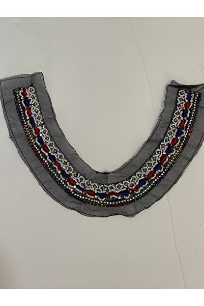 Gönülden Tasarım 30x3 εκ. Πέτρινο σχέδιο με χάντρες Αξεσουάρ γιακά ρούχων Απλ...