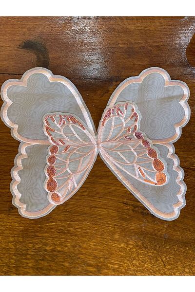 Gönülden Tasarım 21X21 CM BILATERAL BORDURI BORDURI BUTTERFLY TUL APPLICAT PATCH PATCH CUSUT HOBIE ROZ DESCHIS