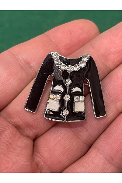 Gönülden Tasarım 3x3 Cm Siyah Elbise Zirkon Cam Taşlı Broş Iğnelik Yaka Iğnesi Türban Iğnesi