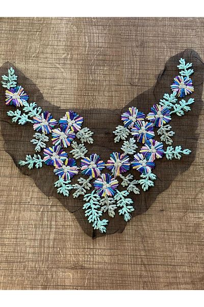 Gönülden Tasarım 20x27 Cm Broderie din tul Brodat Accesoriu de cusut Guler Applique Arma Patch