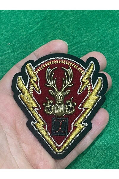 Gönülden Tasarım 8x7 Cm Woven Embossed Steel Deer Epaulette Crest Applique Se...