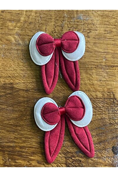 Gönülden Tasarım 7x6 εκ. 2 τεμάχια μπορντό λευκό φιόγκο απλικέ Εργαλεία ραπτι...