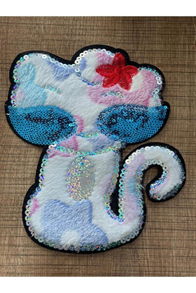 Gönülden Tasarım 19x15 cm Pliš šljokica mačka aplikacija amblem zakrpa šivaći...