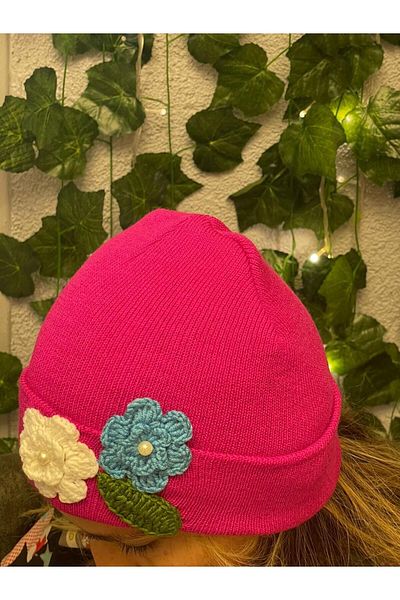 Gönülden Tasarım Design Women's Children's Knitted Floral Beret