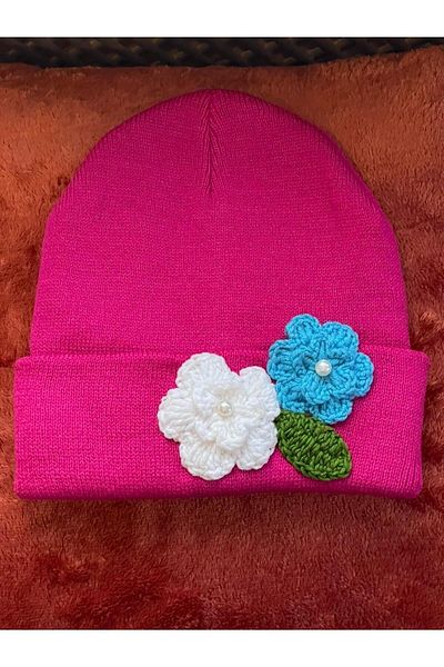 Gönülden Tasarım Design Women's Children's Knitted Floral Beret