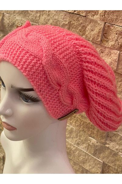 Gönülden Tasarım Special Design Soft Cotton Button Detailed Casual Women's Beret