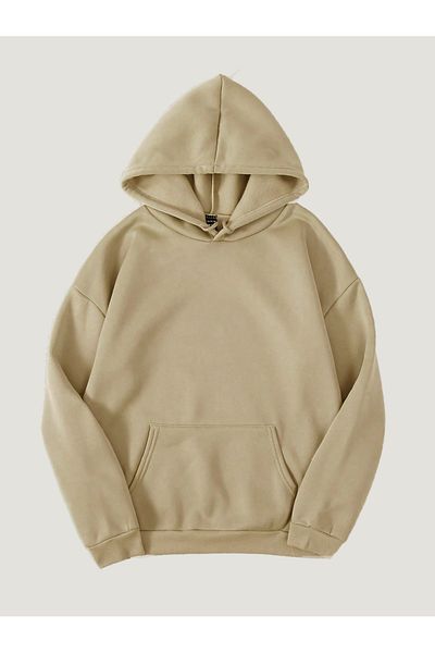 Ginevra Unisex Basic μονόχρωμη κουκούλα με μαλακό φλις φούτερ oversize