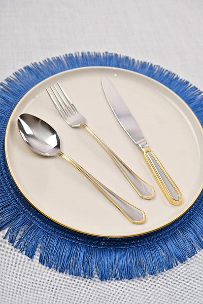 Lugga Mira Gold Dinner Fork Spoon Knife Set for 6 People 18 Pieces