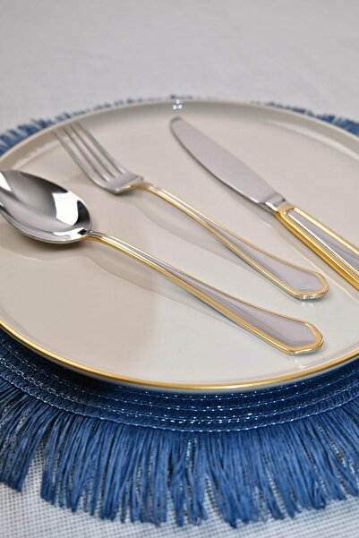 Lugga Mira Gold Dessert Cutlery Set 18/10 Stainless Steel 6 Person 18 Pieces