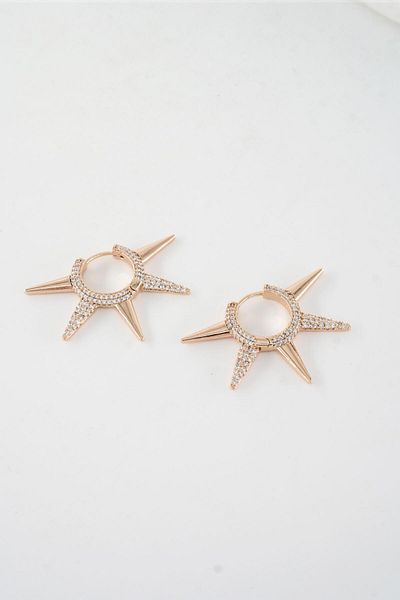 By Zeyna Aksesuar Rose Gold Vip Earring Set - Women's Xuping