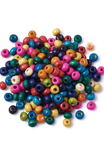 Hobimos Mixed Color Wooden Beads Small Size 6-7 Mm 100 Grams