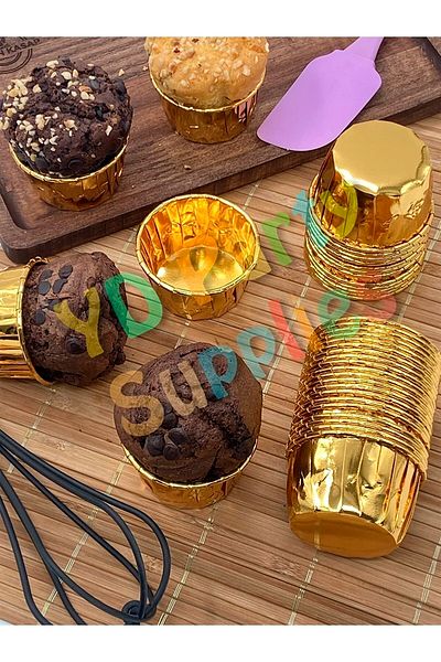 Yusuf Dirik YD Party Supplies Gold Metallic Muffin Cake Mold 25 Pieces 50x39