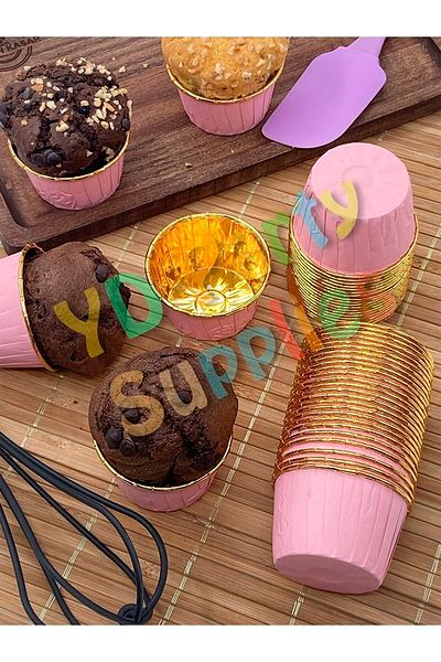 Yusuf Dirik YD Party Supplies Pink Gold Metallic Muffin Cake Mold 25 Pieces 50x39