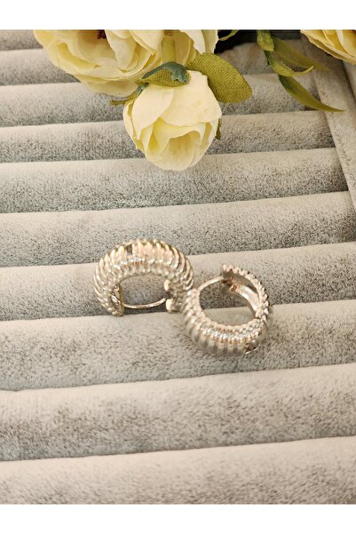 Aylish Bijuteri حلق من الفولاذ الفضي الفضي