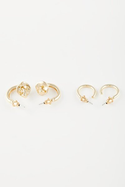 DeFacto Kadın 2'li Gold Halka Küpe B9542axns