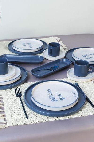 Keramika Stackable Blue Magic Breakfast Set 18 Pieces for 4 People