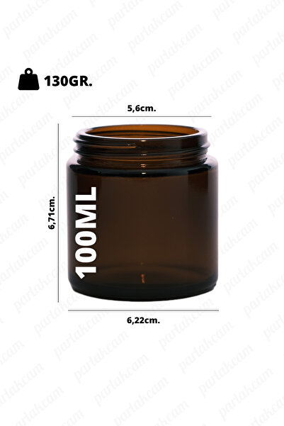 parlakcam 100ml amber cream jar glass cream box with black color protection lid 100cc glass jar (6 pcs)