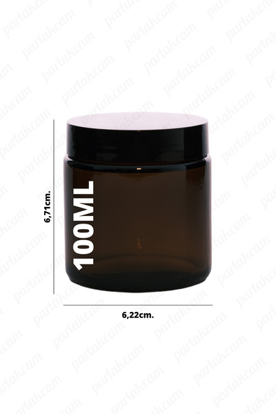 parlakcam 100ml amber cream jar glass cream box with black color protection lid 100cc glass jar (6 pcs)