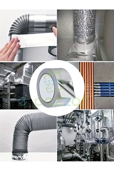 epazzar Isıya & Suya Dayanıklı 10 Mt Alüminyum Folyo Soba Boru Mutfak Araç Kablo Tamir Sargı İzolasyon Bantı