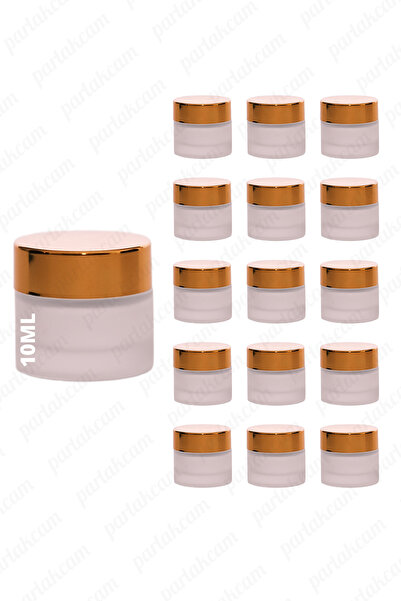 parlakcam 10ml buzlu renk krem kavanozu cam krem kutusu parlak gold renk kapa...