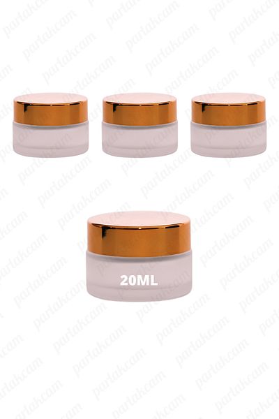 parlakcam 20ml frosted color cream jar glass cream box with shiny gold color lid 20cc glass jar 3pcs
