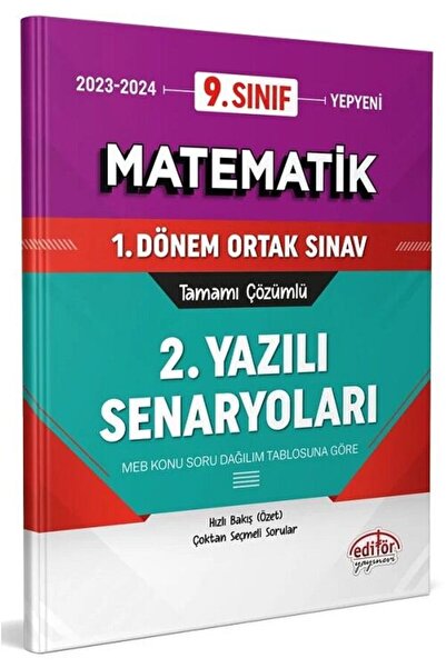 Editör Yayınevi Editör 9. Sınıf Matematik 1. Dönem Ortak Sınav 2. Yazılı Sena...