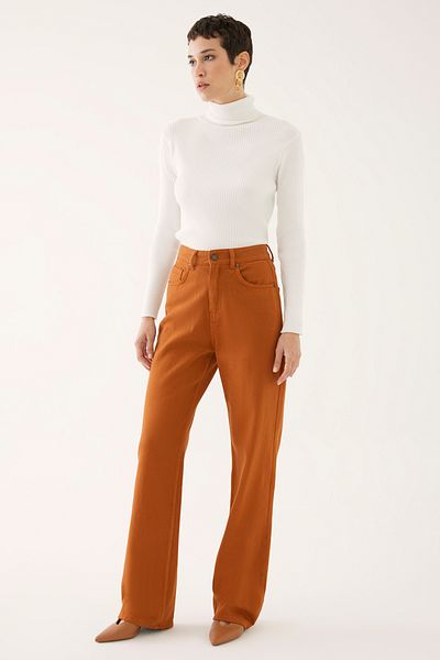 Perspective Edyth Cinnamon Color Women's Denim Trousers