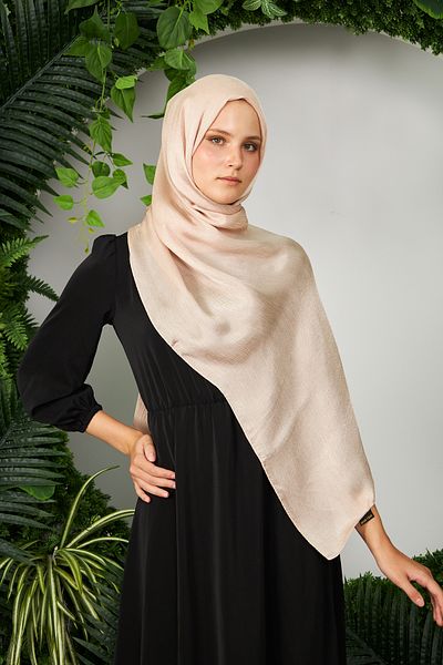 Şehr-i Şal İstanbul Sakafashion Tree Bark Patterned Jacquard Shawl - Dark Cream