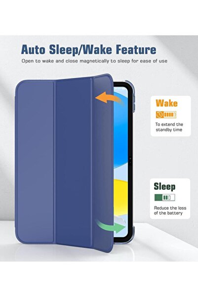 UnDePlus Apple Ipad Air 1 / 2 Ipad 5. / 6. Nesil 9.7 Kılıf Pu Deri Smart Case A1566 A1567 Lacivert