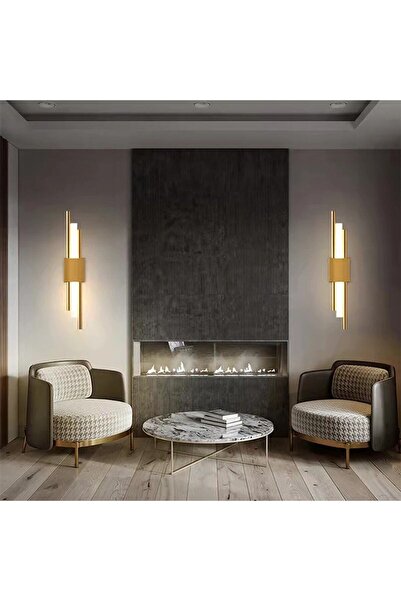 CATLUZ Akrilik Boru Duvar Lambası,led Aplik,modern Aydınlatma Eskitme Gold-4000k