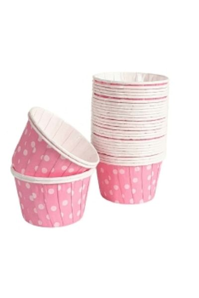 eğlencemarketi Dolphin Paper Muffin Cake Capsule with Shrink Light Pink Polka Dots 50 Pieces