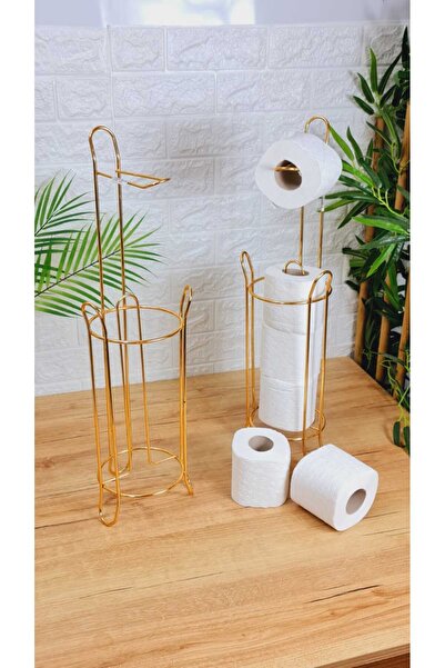 behila Tuvalet Kağıtlığı Wc Kağıtlık Yedekli Gold Tuvalet Kağıdı Standı Tutacağı Askısı