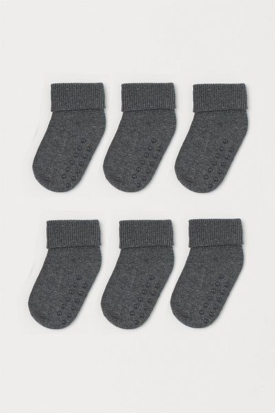 MEM SOCKS 6 Pack Organic Cotton Anti-Slip Baby/Kid Socks