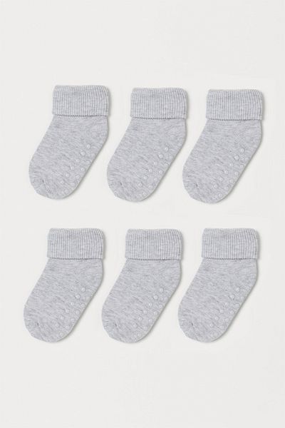 MEM SOCKS 6 Pack Organic Cotton Anti-Slip Baby/Kid Socks