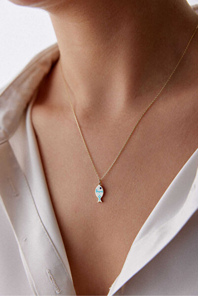 YAVUZ KUYUMCULUK 14 Ayar Altın Mineli Balık Kolye