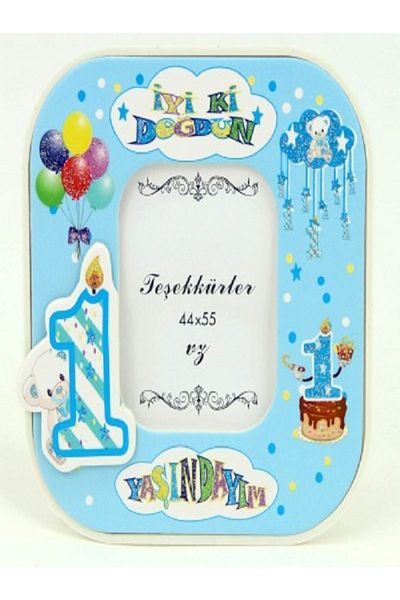 Kazanabil 15 Pcs 1 Year Old Day Themed Gift Table Type Photo Frame Blue