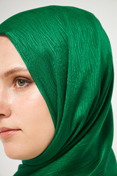 Şehr-i Şal İstanbul Sakafashion Ağaç Kabuğu Desenli Jakarlı Şal - Zümrüt Yeşili